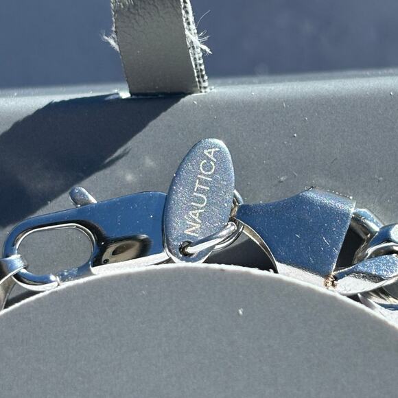 Nautica mens stainless steel Cuban link chain bracelet 8.5 in lobster clasp NIB - Picture 13 of 16